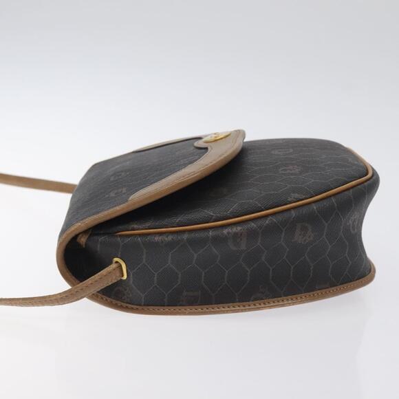 DIOR Honeycomb Canvas Shoulder Bag Pvc Leather Black Gold - Picture 5 of 12